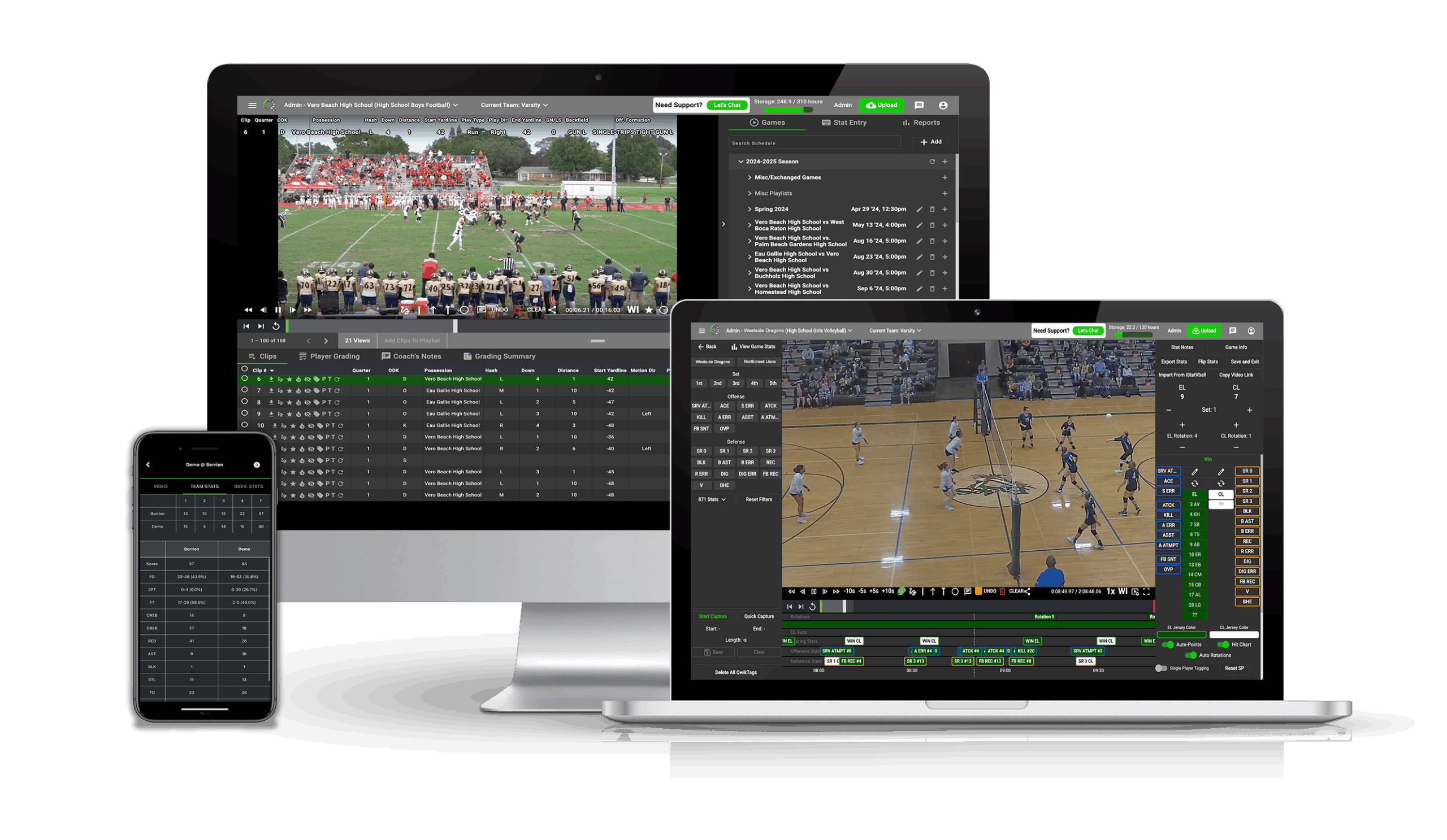 3 Devices_Football_Volleyball_Laptop_QwikCut Football and Volleyball Stat Breakdowns